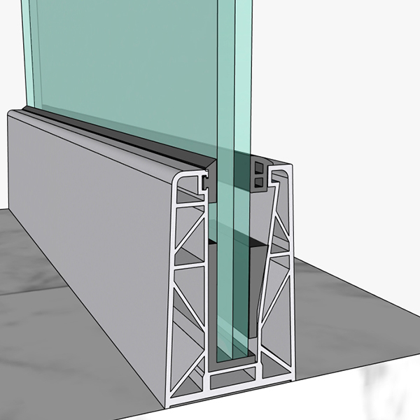 Profil aluminiu balustrade sticlă GP-55-PREMIUM anodizat